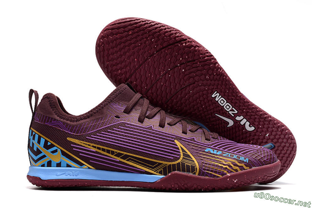 Men's Nike Air Zoom Mercurial Vapor 15 Pro IC Football Shoes - Red/Purple/Gold/Blue 2