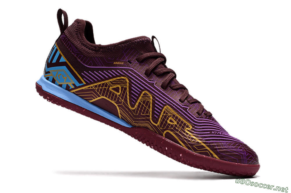 Men's Nike Air Zoom Mercurial Vapor 15 Pro IC Football Shoes - Red/Purple/Gold/Blue 4