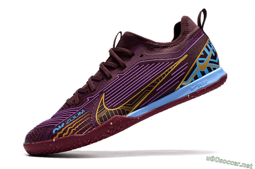Men's Nike Air Zoom Mercurial Vapor 15 Pro IC Football Shoes - Red/Purple/Gold/Blue 5