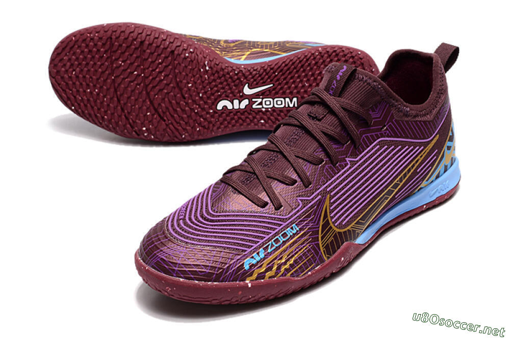 Men's Nike Air Zoom Mercurial Vapor 15 Pro IC Football Shoes - Red/Purple/Gold/Blue 3