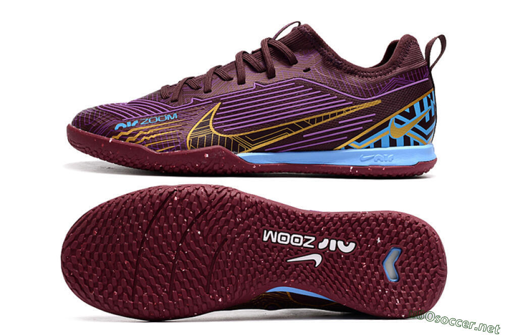 Men's Nike Air Zoom Mercurial Vapor 15 Pro IC Football Shoes - Red/Purple/Gold/Blue 1