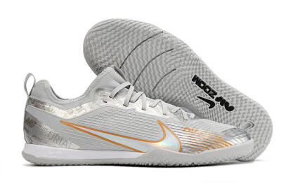 Men's Nike Air Zoom Mercurial Vapor 15 Pro IC Football Shoes - Silver/Gold/White