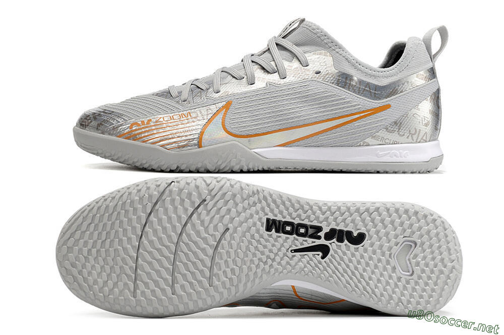 Men's Nike Air Zoom Mercurial Vapor 15 Pro IC Football Shoes - Silver/Gold/White 1