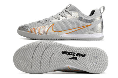 Men's Nike Air Zoom Mercurial Vapor 15 Pro IC Football Shoes - Silver/Gold/White