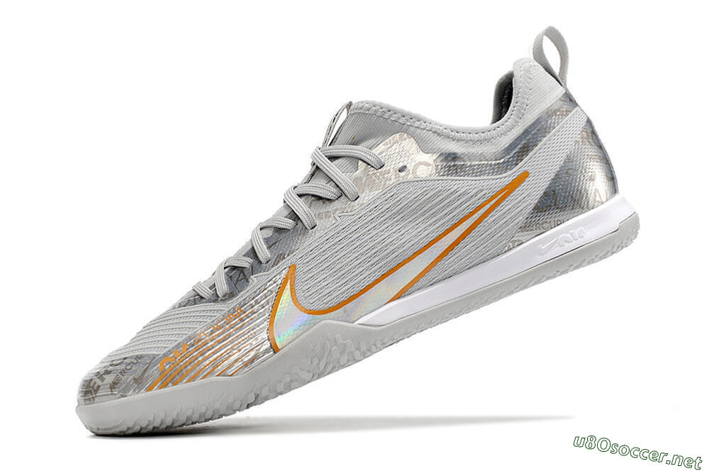Men's Nike Air Zoom Mercurial Vapor 15 Pro IC Football Shoes - Silver/Gold/White 5