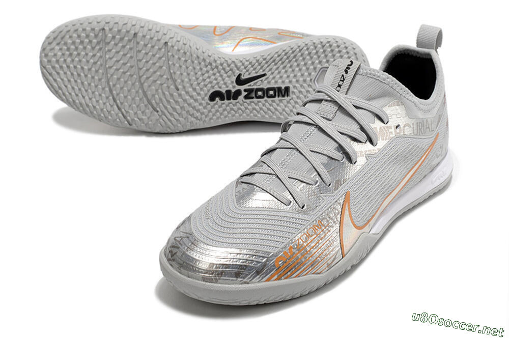 Men's Nike Air Zoom Mercurial Vapor 15 Pro IC Football Shoes - Silver/Gold/White 3