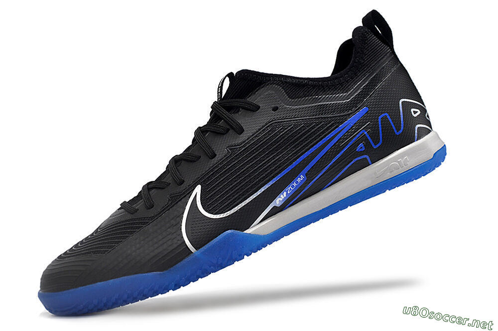 Men's Nike Air Zoom Mercurial Vapor 15 Pro IC Football Shoes - Black/Silver/Blue 5