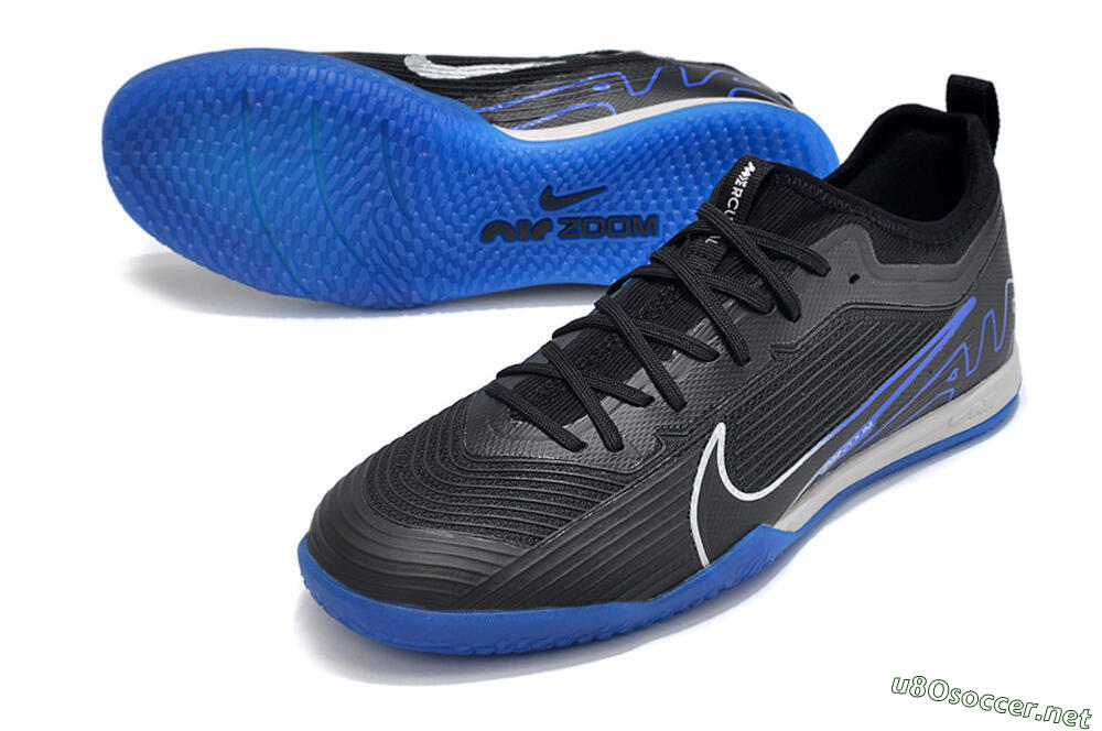 Men's Nike Air Zoom Mercurial Vapor 15 Pro IC Football Shoes - Black/Silver/Blue 3