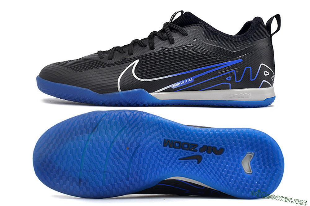 Men's Nike Air Zoom Mercurial Vapor 15 Pro IC Football Shoes - Black/Silver/Blue 1