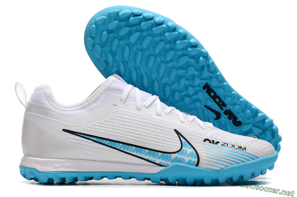 Men's Nike Air Zoom Mercurial Vapor 15 Pro TF Football Shoes - White/Blue/Black 2