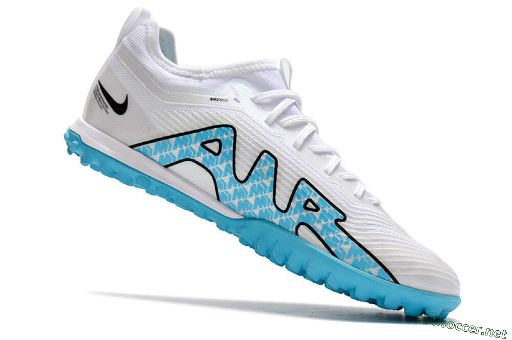 Men's Nike Air Zoom Mercurial Vapor 15 Pro TF Football Shoes - White/Blue/Black 4