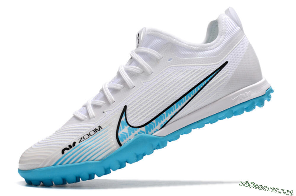 Men's Nike Air Zoom Mercurial Vapor 15 Pro TF Football Shoes - White/Blue/Black 5