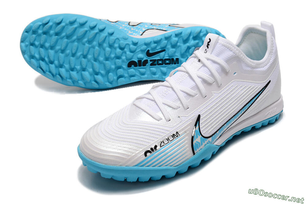 Men's Nike Air Zoom Mercurial Vapor 15 Pro TF Football Shoes - White/Blue/Black 3