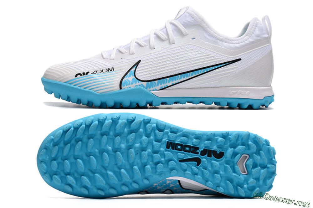 Men's Nike Air Zoom Mercurial Vapor 15 Pro TF Football Shoes - White/Blue/Black 1