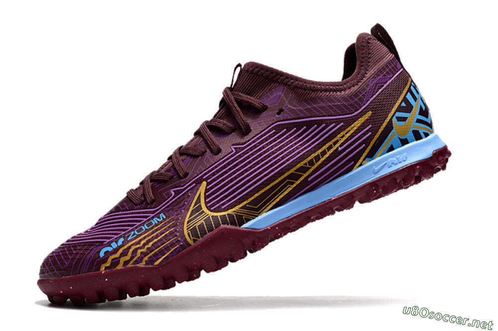 Men's Nike Air Zoom Mercurial Vapor 15 Pro TF Football Shoes - Red/Purple/Gold/Blue 5