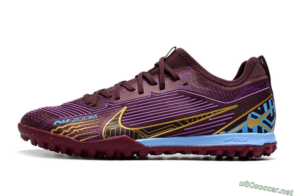 Men's Nike Air Zoom Mercurial Vapor 15 Pro TF Football Shoes - Red/Purple/Gold/Blue 0