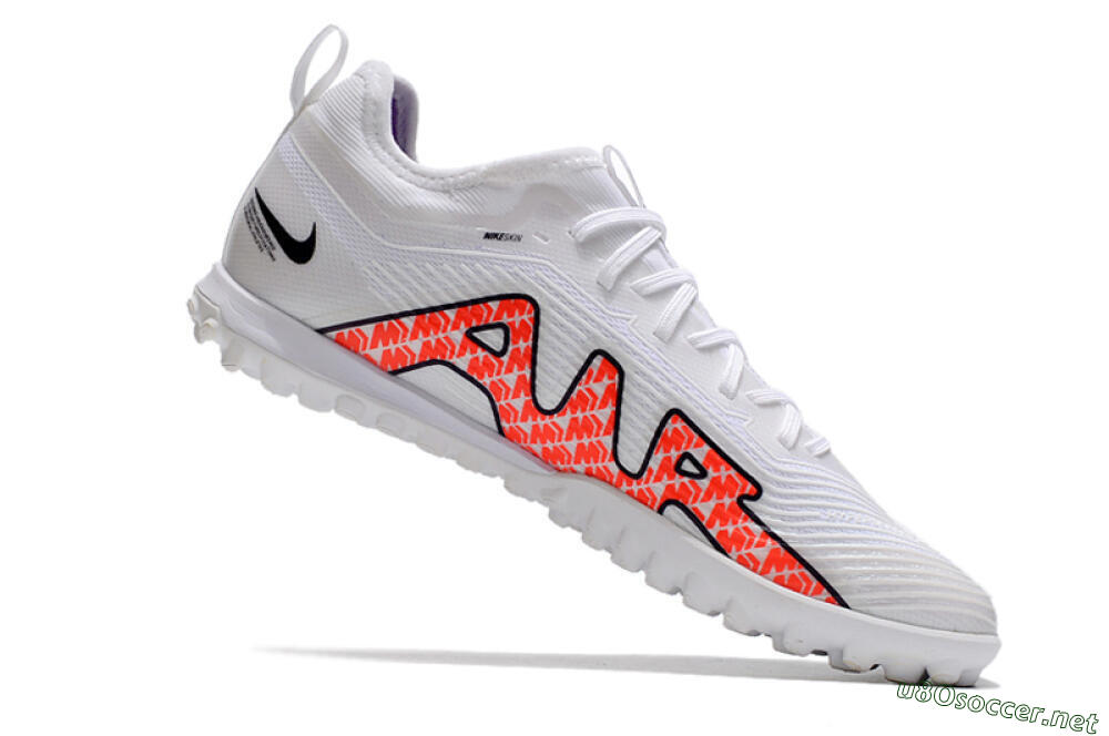 Men's Nike Air Zoom Mercurial Vapor 15 Pro TF Football Shoes - White/Black/Red 4