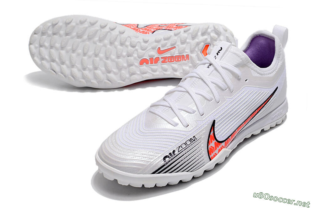 Men's Nike Air Zoom Mercurial Vapor 15 Pro TF Football Shoes - White/Black/Red 3