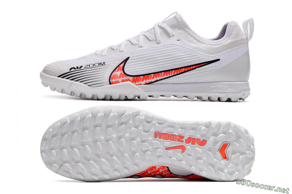 Men's Nike Air Zoom Mercurial Vapor 15 Pro TF Football Shoes - White/Black/Red 1