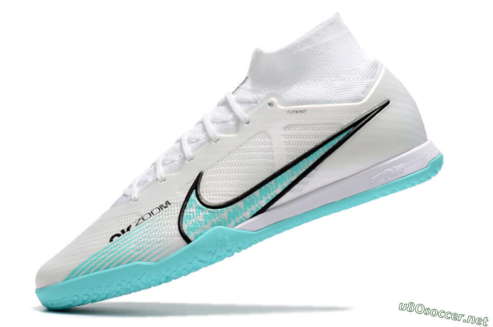 Men's Nike Air Zoom Mercurial Superfly 9 Elite IC Football Shoes - White/Blue/Black 5