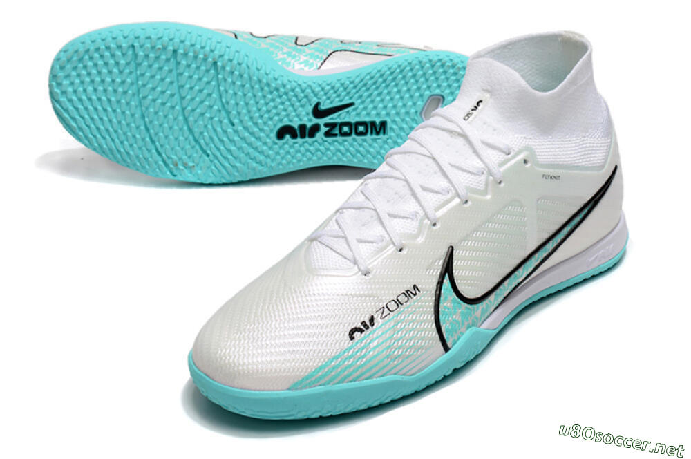 Men's Nike Air Zoom Mercurial Superfly 9 Elite IC Football Shoes - White/Blue/Black 3