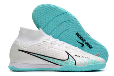 Men's Nike Air Zoom Mercurial Superfly 9 Elite IC Football Shoes - White/Blue/Black