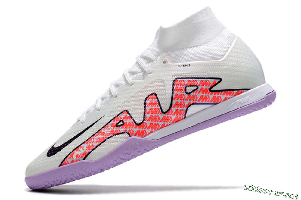 Men's Nike Air Zoom Mercurial Superfly 9 Elite IC Football Shoes - White/Black/Red/Purple 5
