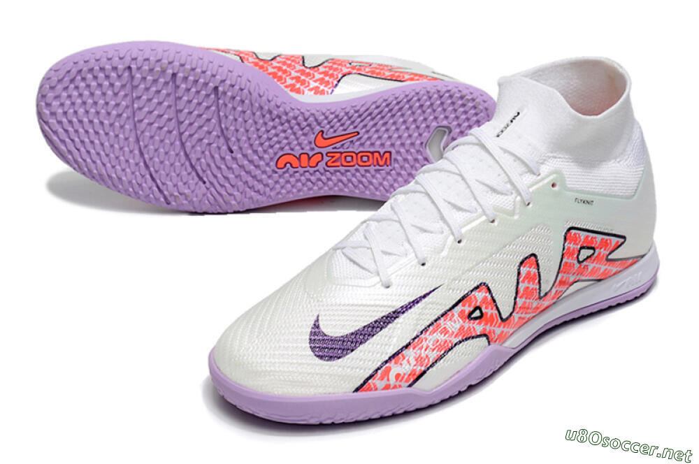Men's Nike Air Zoom Mercurial Superfly 9 Elite IC Football Shoes - White/Black/Red/Purple 3