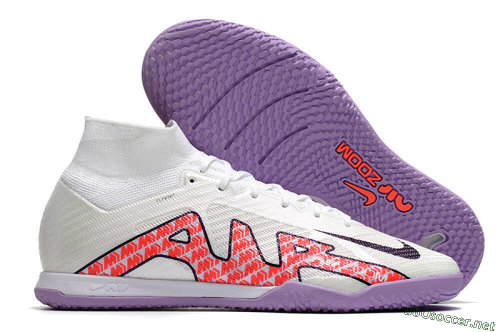 Men's Nike Air Zoom Mercurial Superfly 9 Elite IC Football Shoes - White/Black/Red/Purple 2
