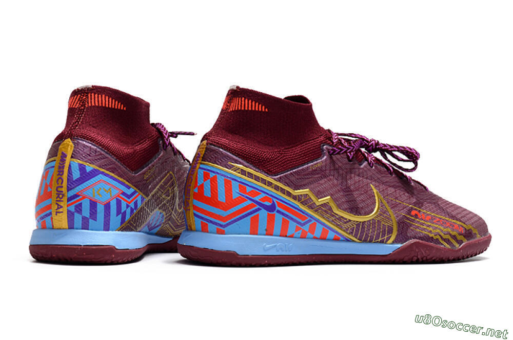 Men's Nike Air Zoom Mercurial Superfly 9 Elite IC Football Shoes - Red/Purple/Gold/Blue 6
