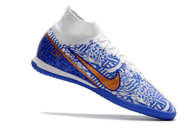Men's Nike Air Zoom Mercurial Superfly 9 Elite IC Football Shoes - White/Blue/Gold