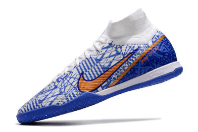 Men's Nike Air Zoom Mercurial Superfly 9 Elite IC Football Shoes - White/Blue/Gold