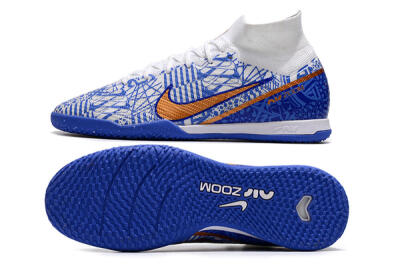 Men's Nike Air Zoom Mercurial Superfly 9 Elite IC Football Shoes - White/Blue/Gold