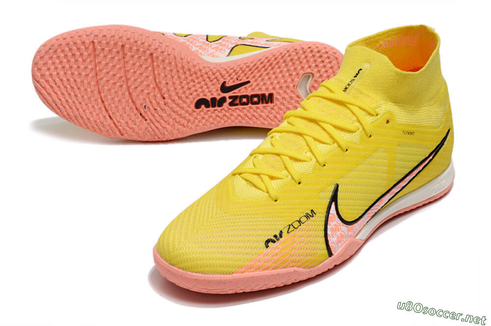 Men's Nike Air Zoom Mercurial Superfly 9 Elite IC Football Shoes - Yellow/Pink/Black 3