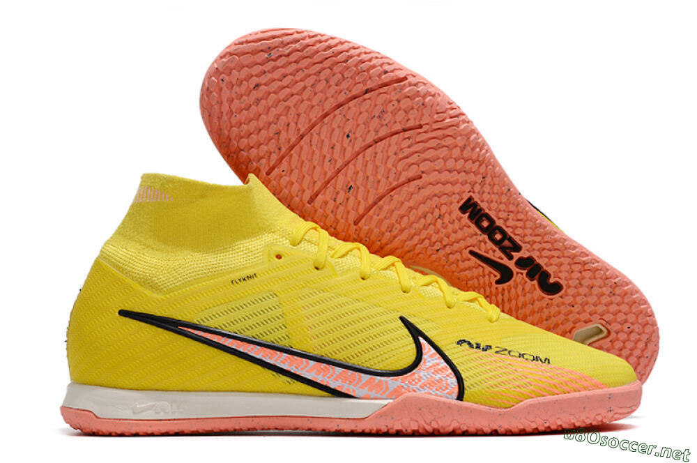 Men's Nike Air Zoom Mercurial Superfly 9 Elite IC Football Shoes - Yellow/Pink/Black 2