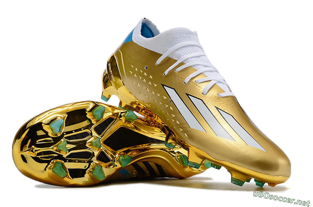 Men's Adidas X Speedportal .1 FG Football Boots - Gold/White/Blue 3