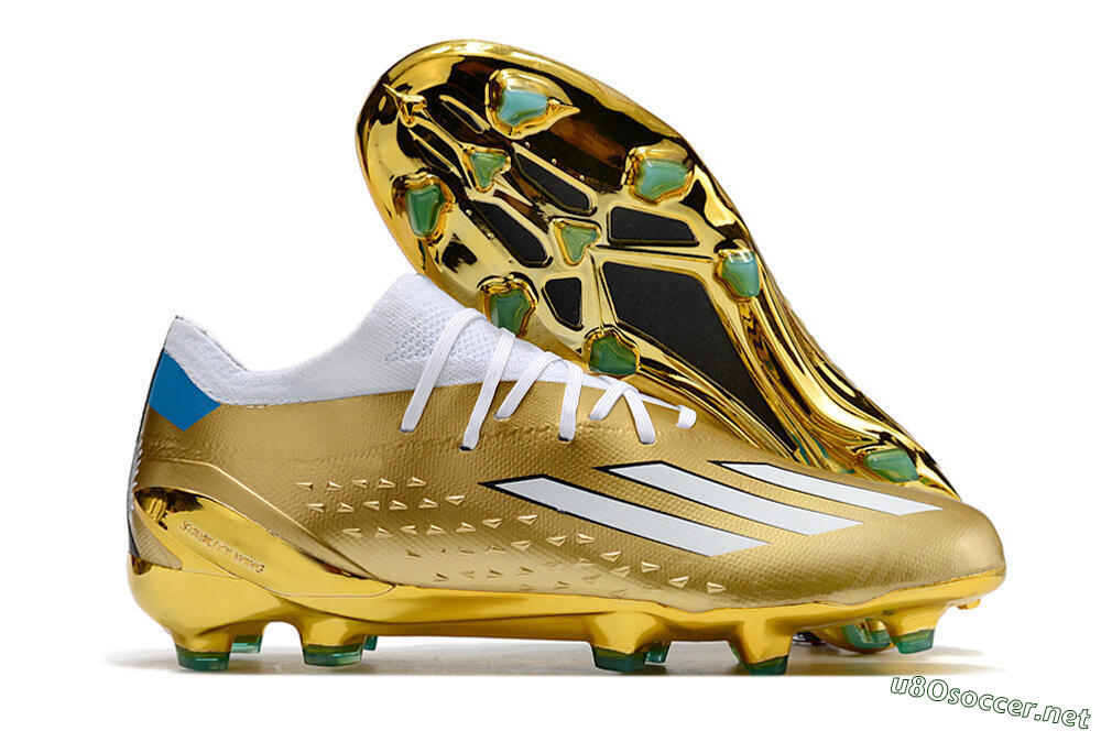 Men's Adidas X Speedportal .1 FG Football Boots - Gold/White/Blue 2