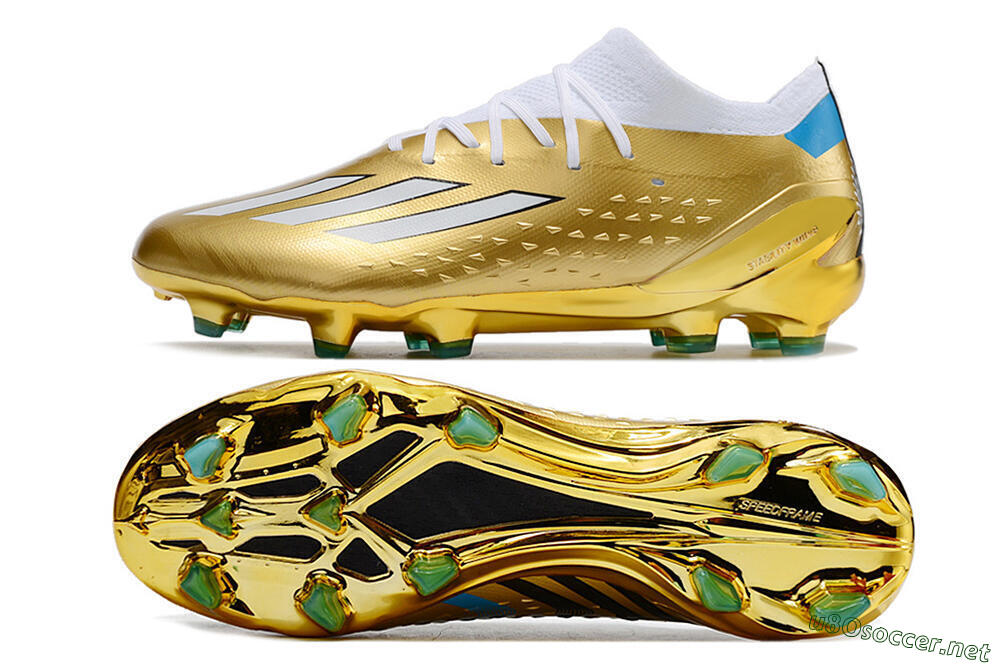 Men's Adidas X Speedportal .1 FG Football Boots - Gold/White/Blue 1