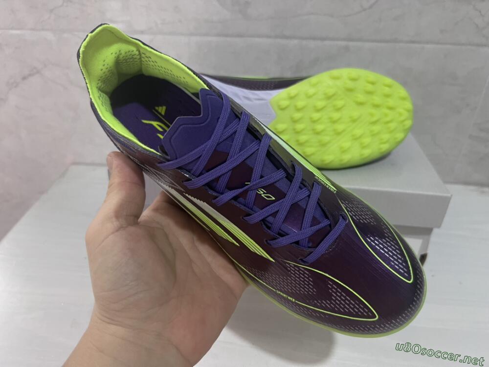 Unisex Adidas F50 Elite TF Football Shoes - Purple/Yellow/White