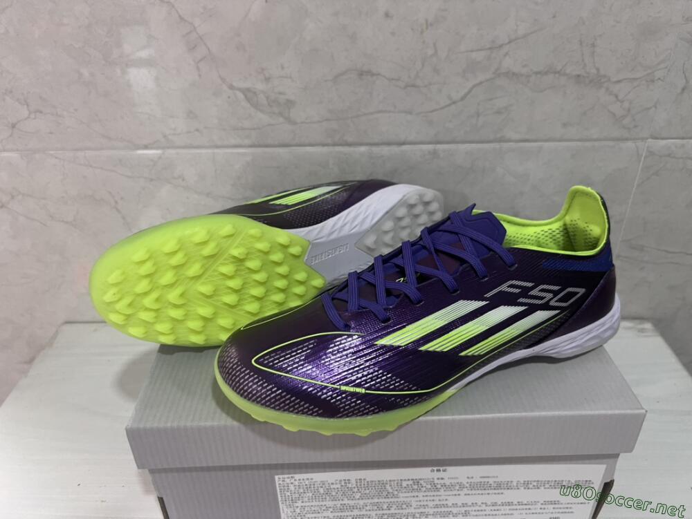 Unisex Adidas F50 Elite TF Football Shoes - Purple/Yellow/White
