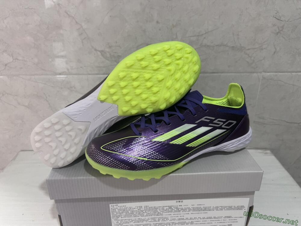 Unisex Adidas F50 Elite TF Football Shoes - Purple/Yellow/White