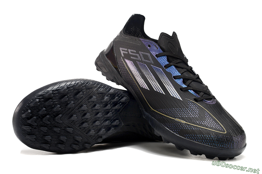 Unisex Adidas F50 Elite TF Football Shoes - Black/Silver/Purple 3