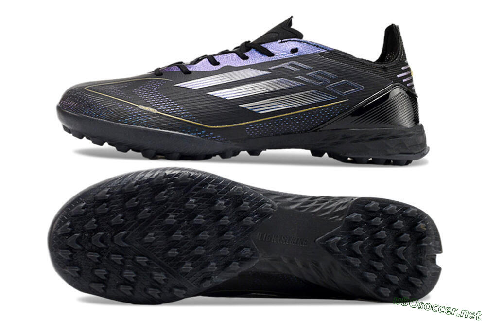 Unisex Adidas F50 Elite TF Football Shoes - Black/Silver/Purple 1