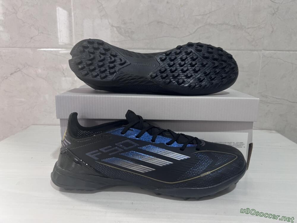 Unisex Adidas F50 Elite TF Football Shoes - Black/Silver/Purple