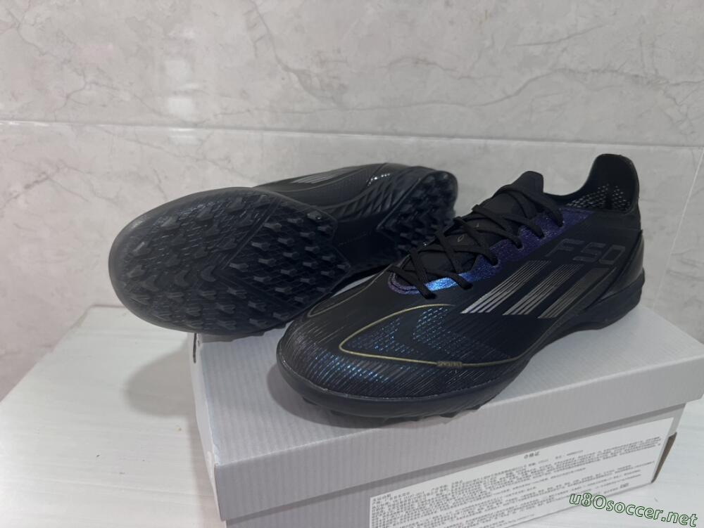 Unisex Adidas F50 Elite TF Football Shoes - Black/Silver/Purple