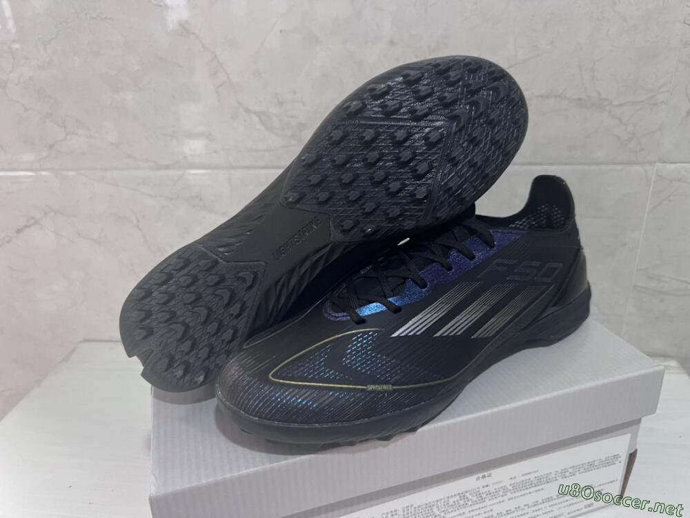 Unisex Adidas F50 Elite TF Football Shoes - Black/Silver/Purple