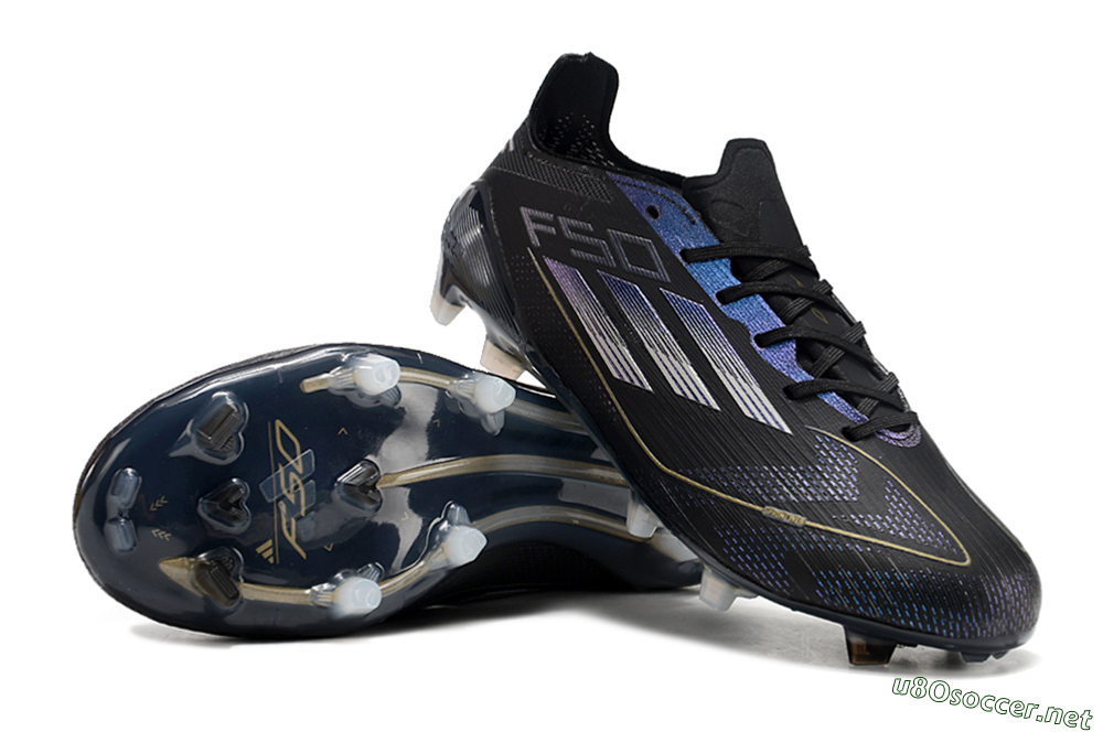 Unisex Adidas F50 Elite FG Football Boots - Black/Silver/Purple 3