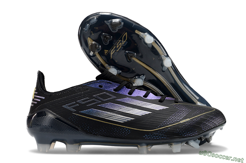 Unisex Adidas F50 Elite FG Football Boots - Black/Silver/Purple 2