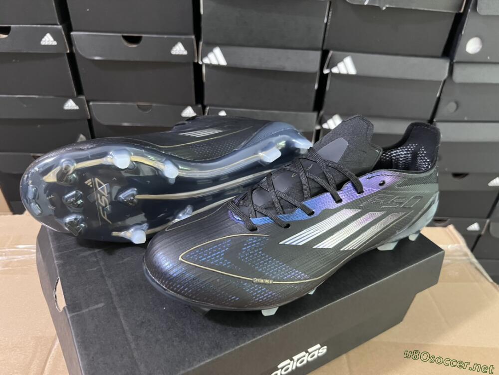 Unisex Adidas F50 Elite FG Football Boots - Black/Silver/Purple