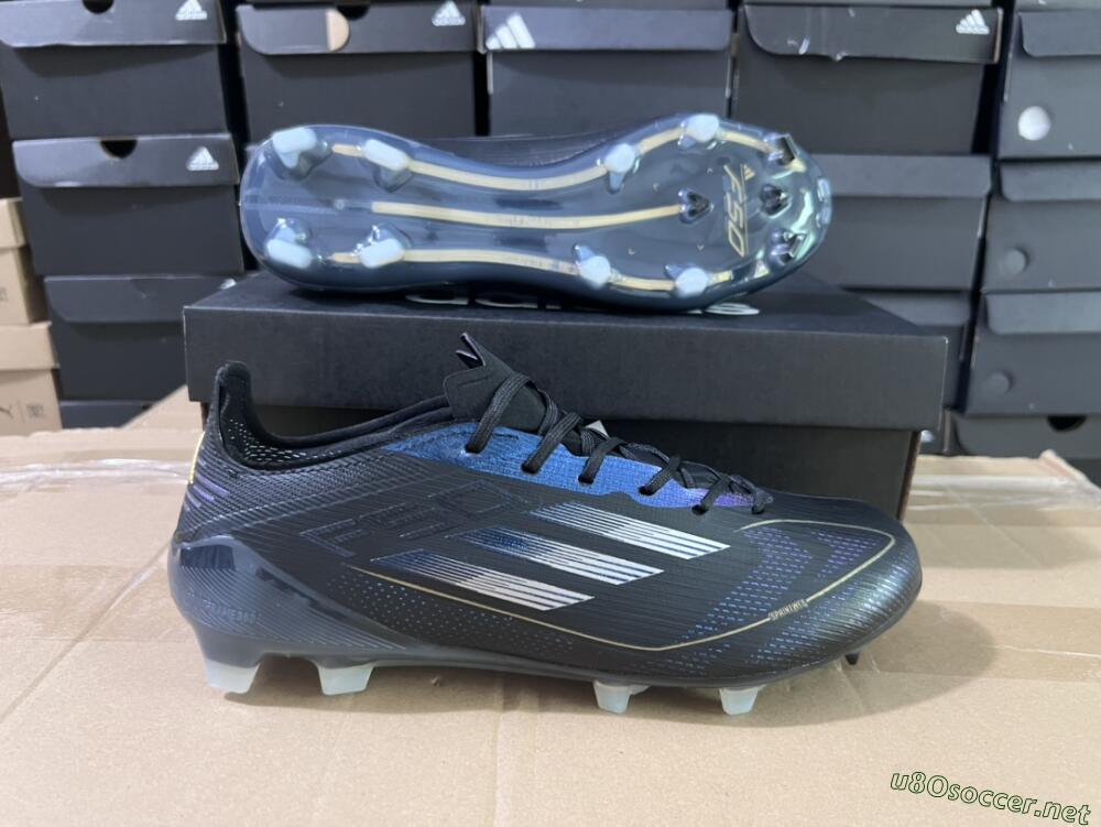 Unisex Adidas F50 Elite FG Football Boots - Black/Silver/Purple